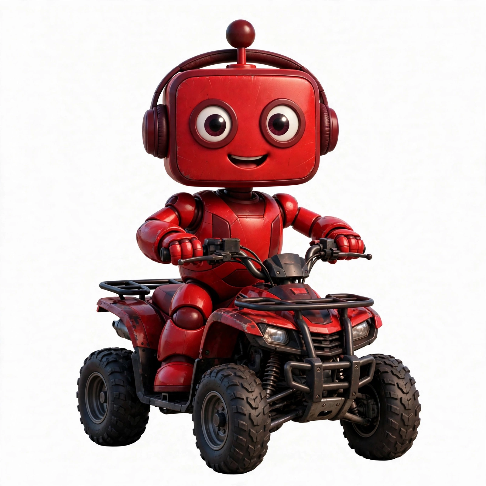 Rex the CrimsonBot off-roading on an ATV